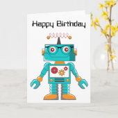 Carte d'anniversaire - Robo intelligent (Fleur jaune)