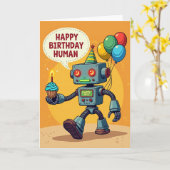 Carte d'anniversaire Robot Cupcake (Fleur jaune)