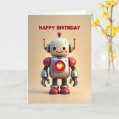 Carte d'anniversaire robotique douce (Fleur jaune)