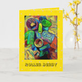 Carte d'anniversaire Rock and Roll (Fleur jaune)