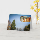 Carte d'anniversaire Rocket Corgi (Fleur jaune)