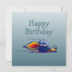 Carte d'anniversaire Rocket Snail Flat
