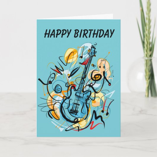Carte d'anniversaire Rocking Guitar (Devant)