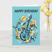 Carte d'anniversaire Rocking Guitar (Fleur jaune)
