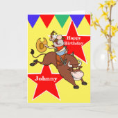 Carte d'anniversaire Rodeo Cowboy Bull Rider (Fleur jaune)
