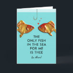 Carte d'anniversaire romantique<br><div class="desc">Carte d'anniversaire mignonne avec une drôle de ligne de poisson pour votre amour unique. Pour personnaliser le texte de modification pour ajouter son nom.</div>