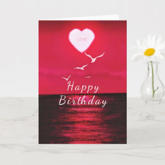 Carte d'anniversaire romantique avec Sea Sunset He (Petite plante)