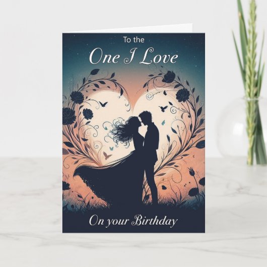 Carte d'anniversaire romantique 'Celle que j'aime' (Devant)