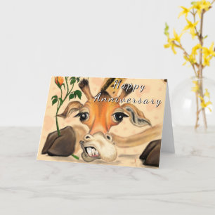 Carte d'anniversaire romantique girafe amour