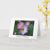 Carte d'anniversaire rose (Fleur jaune)