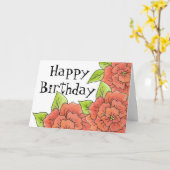 Carte d'anniversaire rose (Fleur jaune)