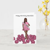 Carte d'anniversaire rose (Fleur jaune)