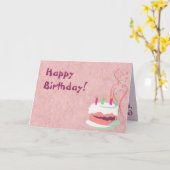 Carte d'anniversaire rose (Fleur jaune)