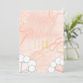 Carte d'anniversaire rose (Debout devant)