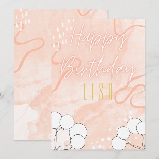 Carte d'anniversaire rose (Devant / Derrière)