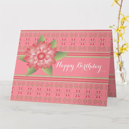 Carte d'anniversaire rose (Fleur jaune)