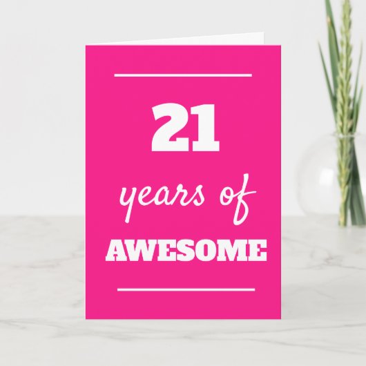 Carte d'anniversaire rose 21e (Devant)