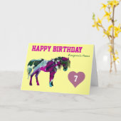 Carte d'anniversaire rose - 7 ans (Fleur jaune)