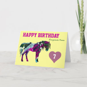 Carte d'anniversaire rose - 7 ans