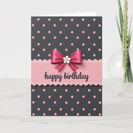 Carte d'anniversaire rose à bordure festonnée (Devant)