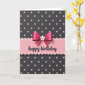Carte d'anniversaire rose à bordure festonnée (Fleur jaune)