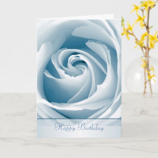 Carte d'anniversaire rose bleu (Fleur jaune)