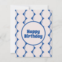 Carte d'anniversaire rose bleu motif coquillage