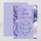 Carte d'anniversaire Rose Bleu Violet (Devant / Derrière)