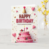 Carte d'anniversaire Rose Cerise (Fleur jaune)