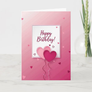 Carte d'anniversaire rose cœur doux