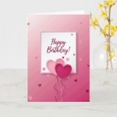 Carte d'anniversaire rose cœur doux (Fleur jaune)