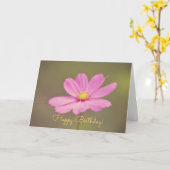 Carte d'anniversaire rose Cosmos (Fleur jaune)