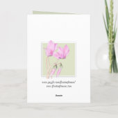 Carte d'anniversaire rose Cyclamens verte (Dos)