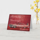 Carte d'anniversaire rose de Cadillac (Fleur jaune)