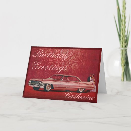 Carte d'anniversaire rose de Cadillac (Devant)
