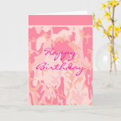 Carte d'anniversaire rose de Camo (Fleur jaune)