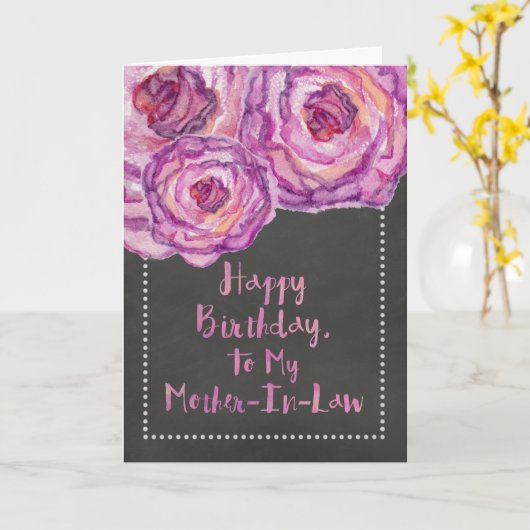 Carte d'anniversaire Rose de Chalkboard (Fleur jaune)