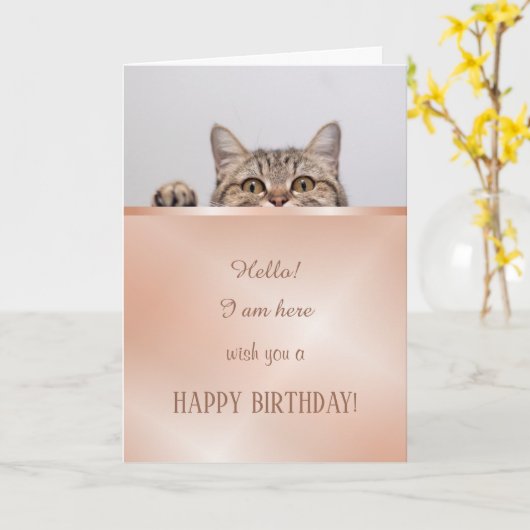 Carte d'Anniversaire Rose de chats mignons (Fleur jaune)