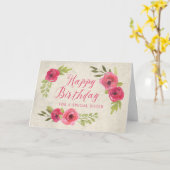Carte d'anniversaire Rose de couleur rose (Fleur jaune)