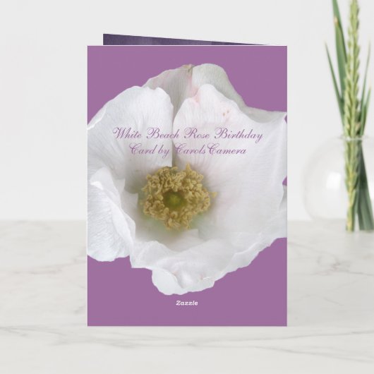 Carte d'anniversaire rose de plage blanche (Dos)