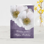 Carte d'anniversaire rose de plage blanche (Fleur jaune)