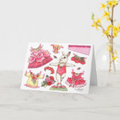 Carte d'anniversaire rose de poupée de papier de (Fleur jaune)