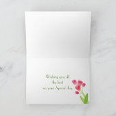 Carte d'anniversaire rose de tulipe pour la (Intérieur)