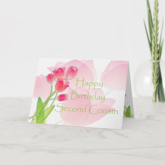 Carte d'anniversaire rose de tulipe pour le (Devant)