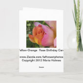 Carte d'anniversaire rose d'orange (Dos)