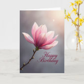 Carte d'anniversaire rose douce (Fleur jaune)