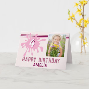 Carte d'anniversaire rose éclaboussure de couleur