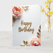 Carte d'anniversaire rose élégante (Fleur jaune)