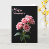 Carte d'anniversaire Rose Élégante (Fleur jaune)