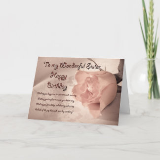 Carte d'anniversaire rose élégante pour la soeur